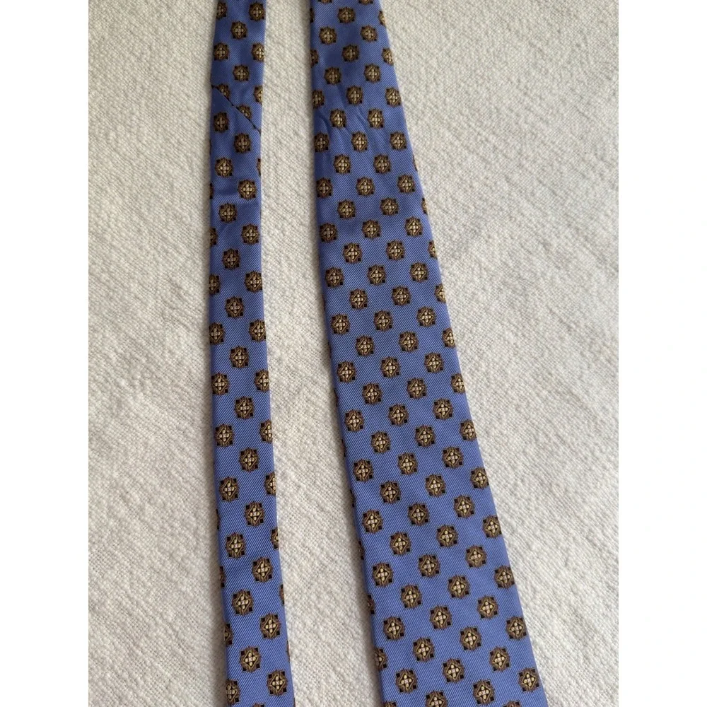 Robert‎ Talbott Blue Yellow Geometric Medallion Neck Tie Business Formal 59.5